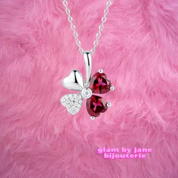 Collier argent 925 pendentif tr fle porte bonheur rose paula